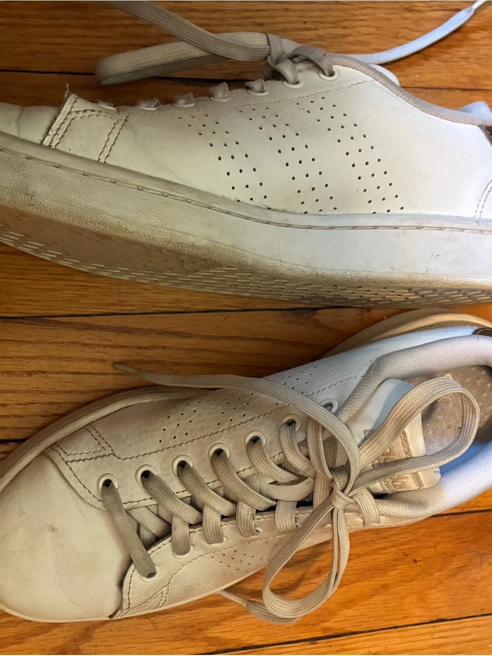 Adidas Men’s Off-White Leather Low-Top Sneakers